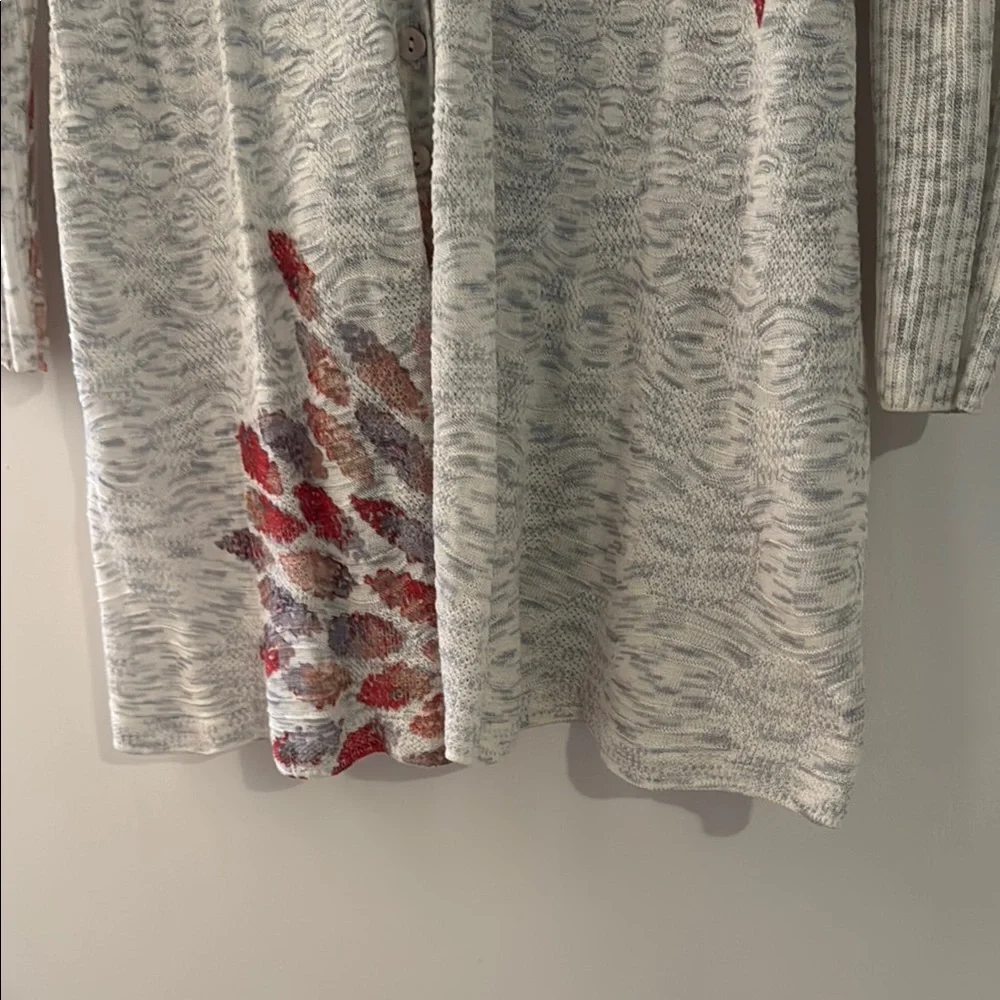 Nic + Zoe Floral Knit Duster Cardigan Size M - Picture 3 of 10